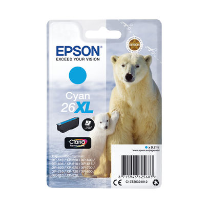 Epson 26XL High Capacity Cyan Ink Cartridge - C13T26324012