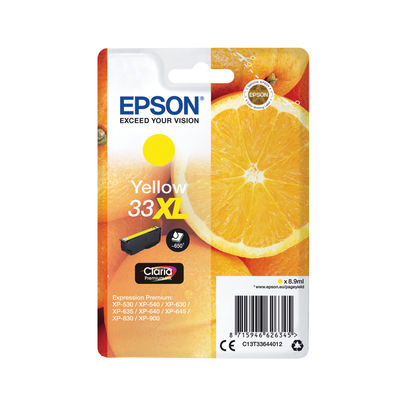 Epson 33XL Yellow High Capacity Ink Cartridge - C13T33644012