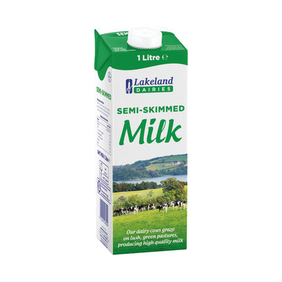 Lakeland 1L Semi-Skimmed Longlife Milk (Pack of 12)