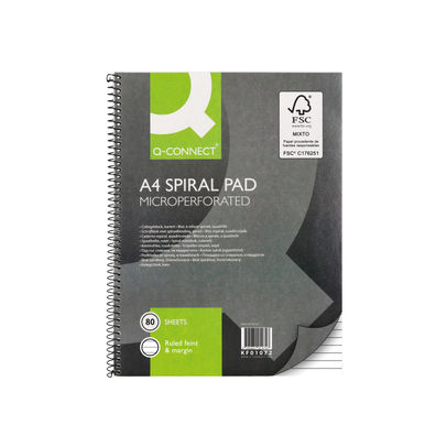 Q-Connect Ruled Margin Spiral Soft Cover Notebook 160 Pages A4 (Pack of 5)