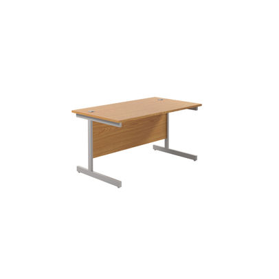 Jemini 1200x800mm Nova Oak/Silver Single Rectangular Desk