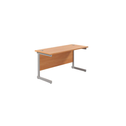 Jemini 1400x600mm Beech/Silver Single Rectangular Desk