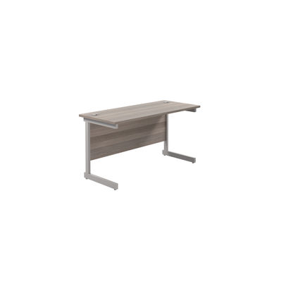 Jemini 1400x600mm Grey Oak/Silver Single Rectangular Desk