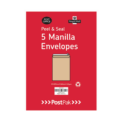 Postpak C4 Peel and Seal Manilla Envelopes (Pack of 200)