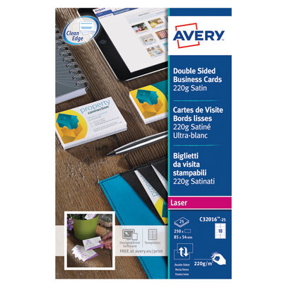 Avery White 220 gsm Business Cards (Pack of 250)