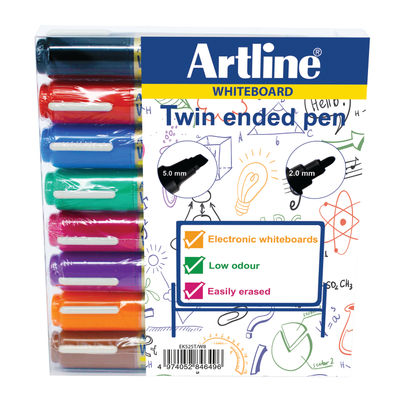 Artline Assorted 2-in-1 Whiteboard Markers (Pack of 8)