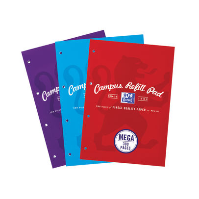 Oxford Campus Refill Pad 300P A4 Brights Assorted (Pack of 3)