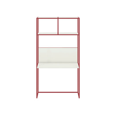 Bisley Outline Desk 1000x500mm with Shelves Steel Frame White Laminate Red