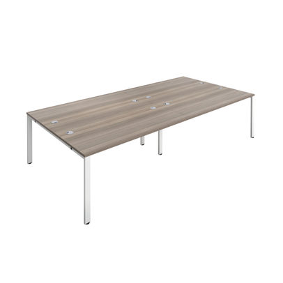 Jemini 2400x1600mm Grey Oak/White Four Person Bench Desk