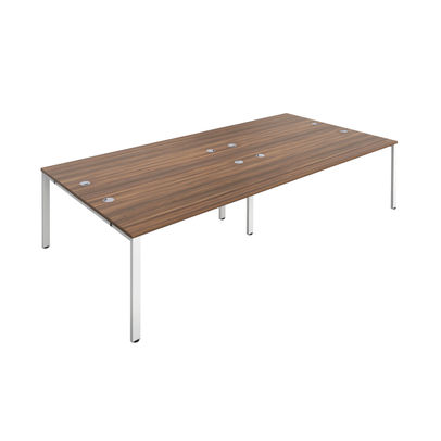 Jemini 2400x1600mm Dark Walnut/White Four Person Bench Desk