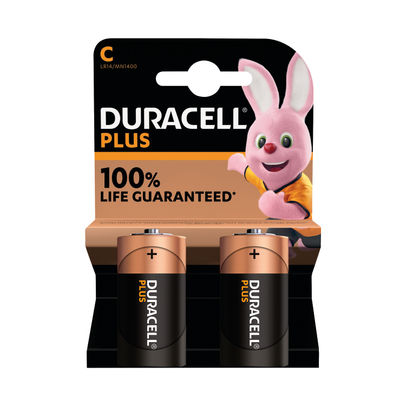 Duracell Plus C Battery Alkaline 100% Life (Pack of 2)