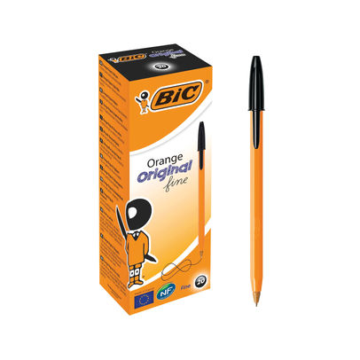 BIC Orange Black Fine Ballpoint Pen (Pack of 20)