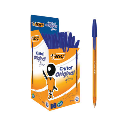 BIC Fine Blue Cristal Transparent Ballpoint Pens - (Pack of 50)