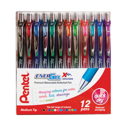 Pentel EnerGel Xm Assorted Retractable Rollerball Pens (Pack of 12)