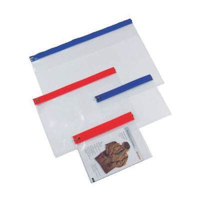 Document Zip Wallet Clear with Blue Zip (Pack of 25)