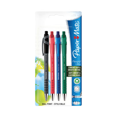 Paper Mate Flexgrip Retractable Ballpoint Pen Assorted (Pack of 4)