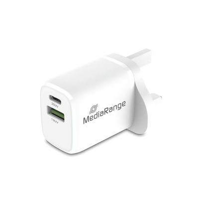 MediaRange White 30W Fast Charging UK Plug Adapter