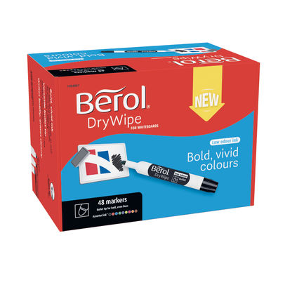 Berol Drywipe Marker Bullet Tip Assorted (Pack of 48)