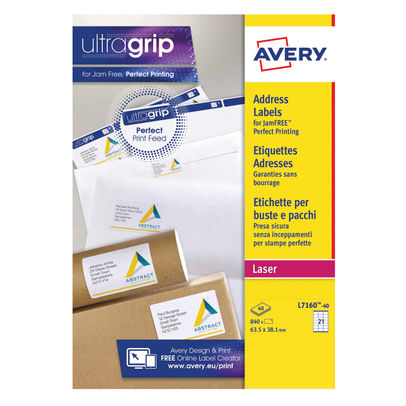 Avery White QuickPEEL Laser Address Labels 63.5x38.1mm (Pack of 840)