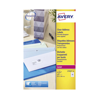 Avery Laser Labels 99.1x38.1 14 Per Sheet Clear (Pack of 350)