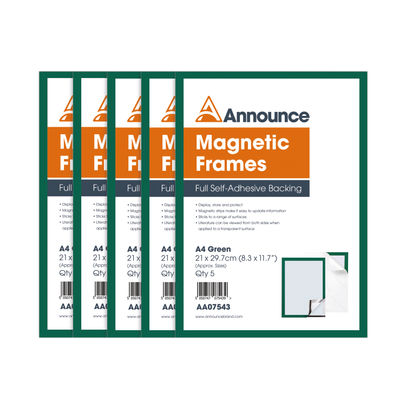 Announce  A4 Green Magnetic Frames (Pack of 5)