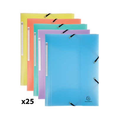 Exacompta Chromaline 3 Flap Folder A4 Elasticated Pastel (Pack of 25)