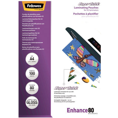 Fellowes Super Quick A4 Laminating Pouches (Pack of 100)