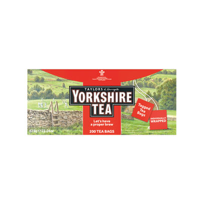 Yorkshire Tea Tagged and Enveloped Tea Bags (Pack of 200)