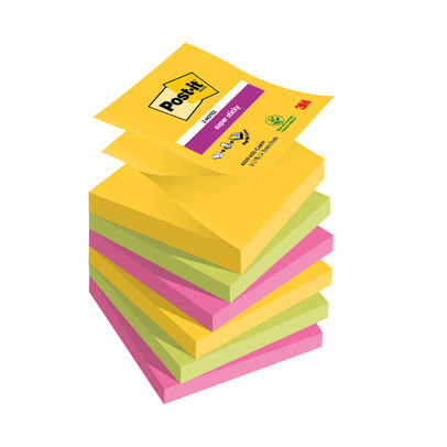 Post-it Super Sticky Z-Notes 76x76mm 90 Sheets Carnival (Pack of 6)