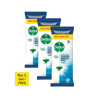 Dettol Antibacterial Cleansing Surface Wipes 3 for 2 (Pack of 3)