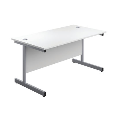 First 1400x800mm White/Silver Single Rectangular Desk