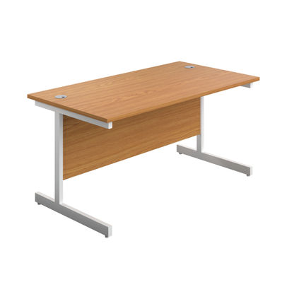 First 1400x800mm Nova Oak/White Single Rectangular Desk