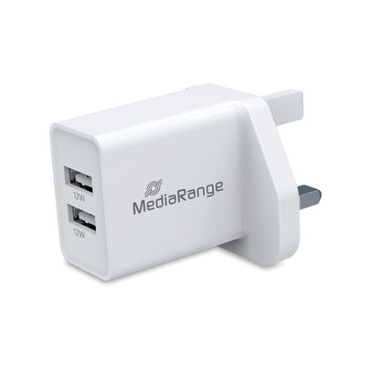 MediaRange White 12W Fast Charging UK Plug Adapter