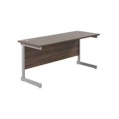 Jemini 1600x600mm Dark Walnut/Silver Single Rectangular Desk