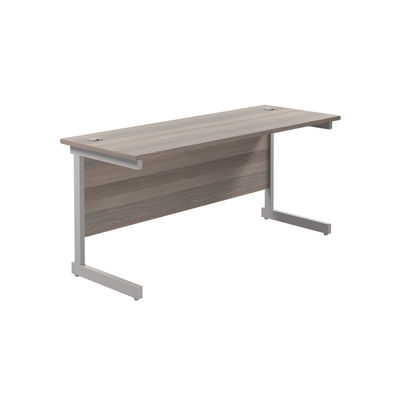 Jemini 1800x600mm Grey Oak/Silver Single Rectangular Desk