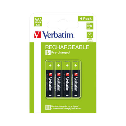 Verbatim AAA Rechargeable Batteries (Pack of 4)
