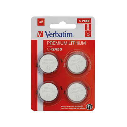 Verbatim CR2450 3V Premium Lithium Battery (Pack of 4)