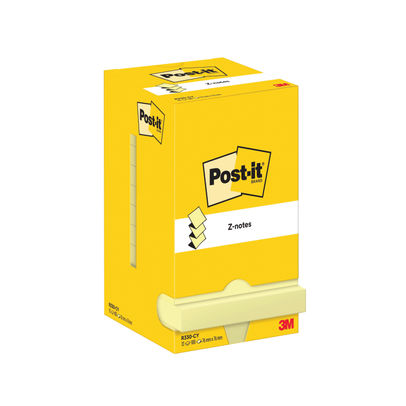 Post-it Z-Notes 76x76mm 100 Sheets Canary Yellow (Pack of 12)