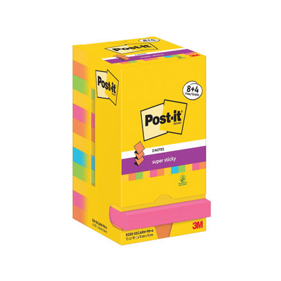 Post-it Super Sticky Z-Notes 76x76 Carnival (Pack of 8 + 4 FOC)