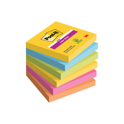 Post-it Super Sticky 76x76mm 90 Sheets Carnival (Pack of 6)