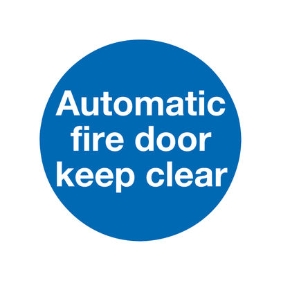 Safety Sign Automatic Fire Door 100x100mm (Pack of 5)