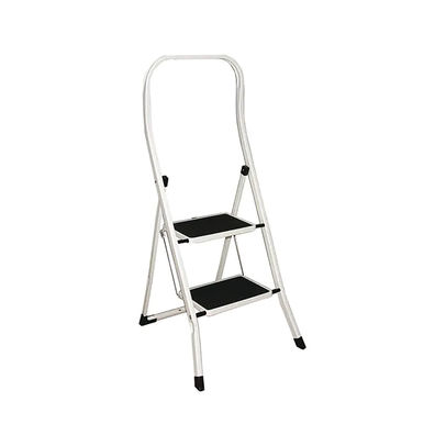 White 2 Tread Aluminium Folding Step Stool