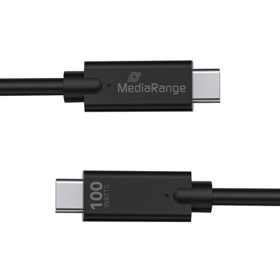 MediaRange 1.2m Black 100W USB Type-C Charge and Sync Cable