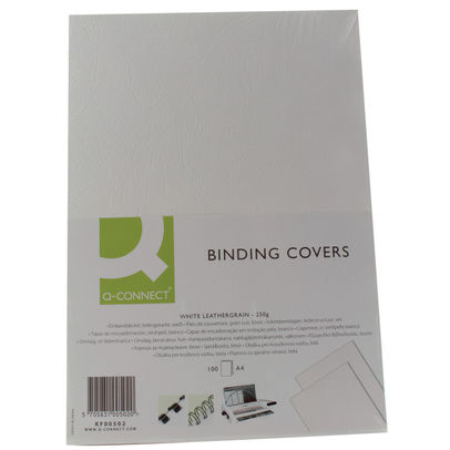 Q-Connect A4 White Leathergrain Comb Binder Cover (Pack of 100)