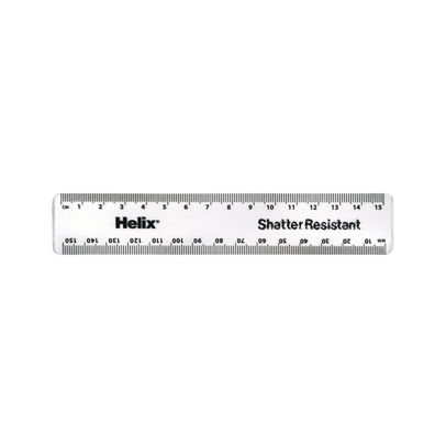 Helix Shatter Resistant Ruler 15cm Clear (Pack of 50)