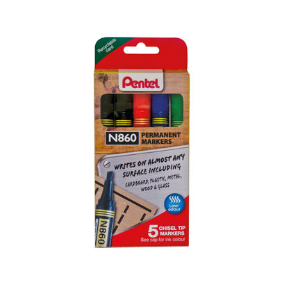 Pentel N860 Assorted Permanent Markers (Pack of 5)