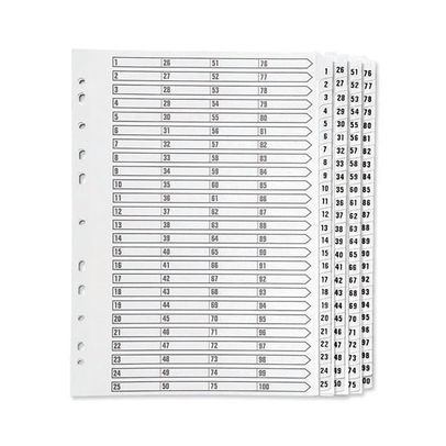 Q-Connect 1-100 Index Multi-Punched Reinforced Board Clear Tab A4 White