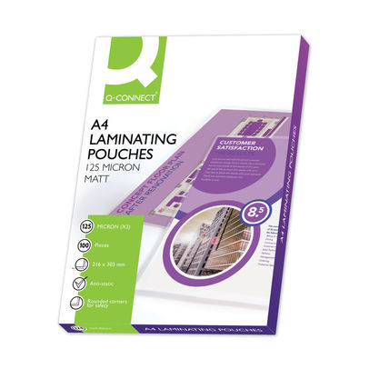 Q-Connect Matt A4 Laminating Pouch 250 Micron (Pack of 100)