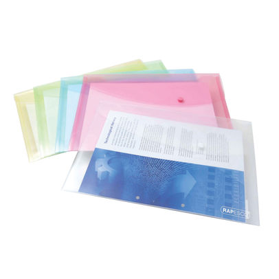 Rapesco Assorted Pastel Foolscap Popper Wallets (Pack of 5)