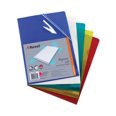 Rexel Nyrex A4 Assorted Cut Flush Folder (Pack of 25)